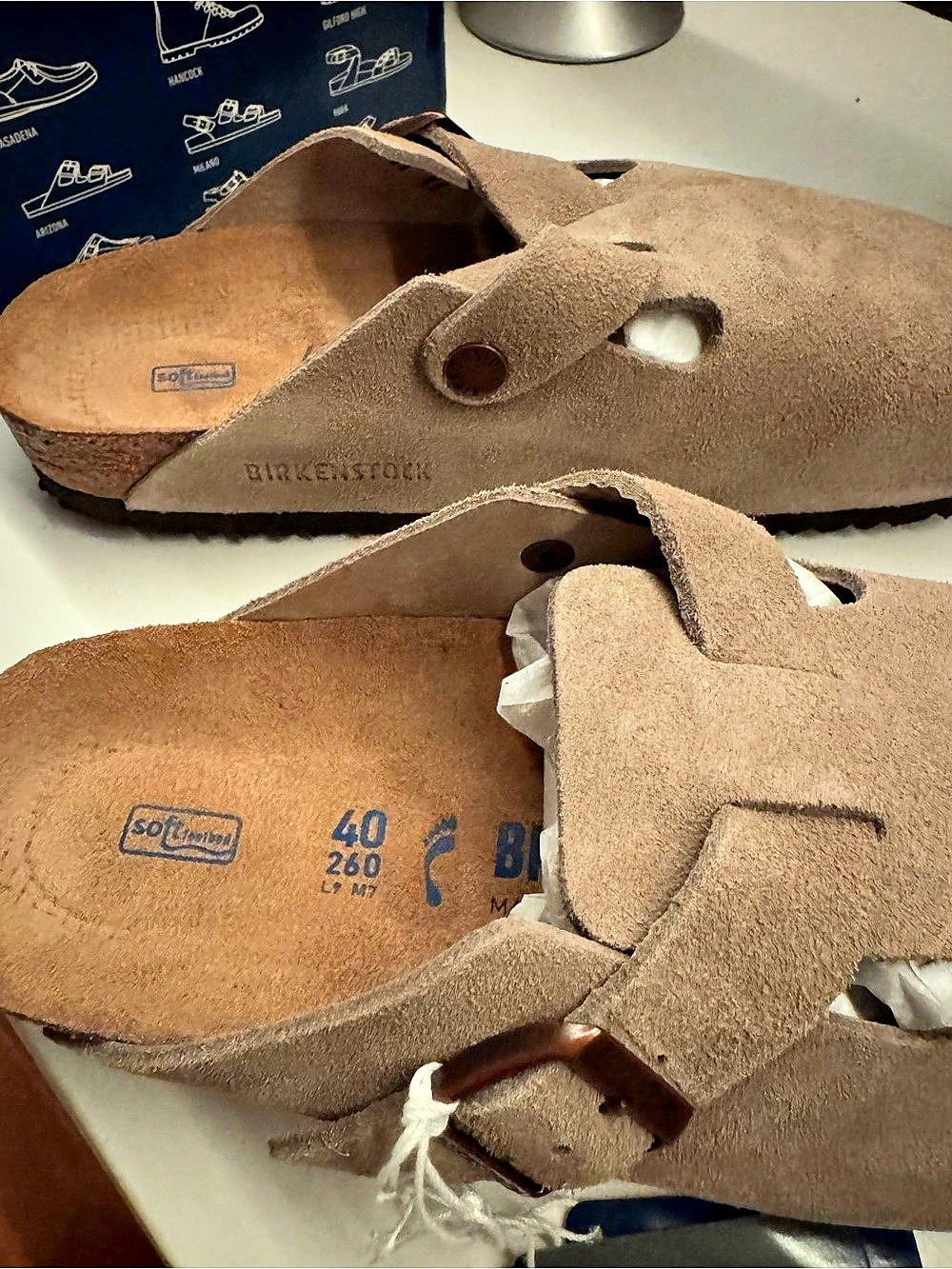 Birkenstock Boston Soft Footbed Taupe Suede Clogs Brown EU 40 NWT